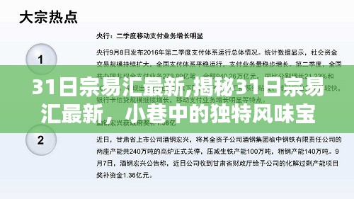 揭秘，宗易汇最新进展与小巷中的独特风味宝藏