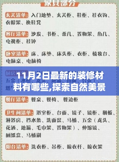 探索最新装修材料与自然美景之旅，家居革新与自然启示的启程