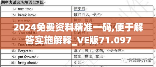 2024免费资料精准一码,便于解答实施解释_VE版71.097