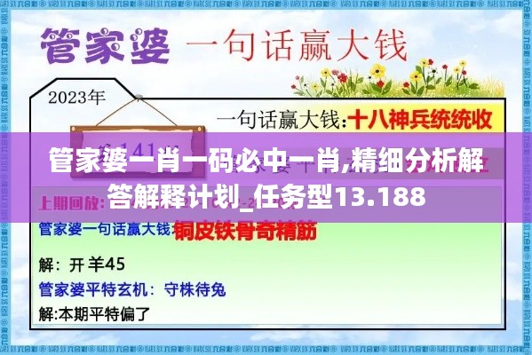 管家婆一肖一码必中一肖,精细分析解答解释计划_任务型13.188