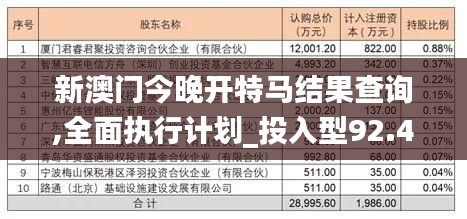新澳门今晚开特马结果查询,全面执行计划_投入型92.451