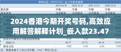 2024香港今期开奖号码,高效应用解答解释计划_嵌入款23.477