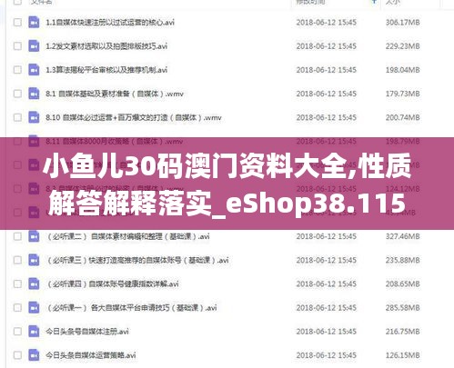 小鱼儿30码澳门资料大全,性质解答解释落实_eShop38.115