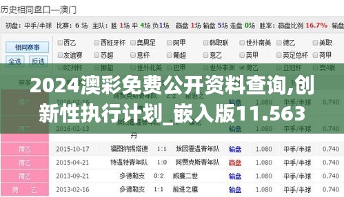 2024澳彩免费公开资料查询,创新性执行计划_嵌入版11.563