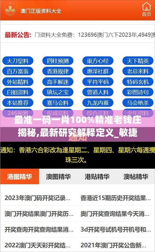 最准一码一肖100%精准老钱庄揭秘,最新研究解释定义_敏捷版LIO695.73