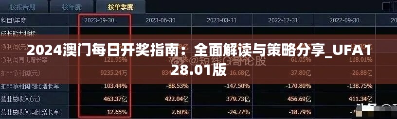 2024澳门每日开奖指南：全面解读与策略分享_UFA128.01版