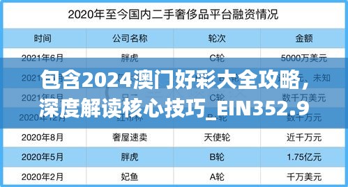 包含2024澳门好彩大全攻略，深度解读核心技巧_EIN352.97工具版