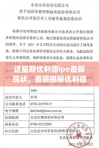 优利德IPO最新进展本周动态汇总，重磅揭秘进展一网打尽！
