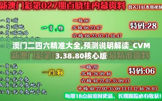 澳门二四六精准大全,预测说明解读_CVM3.38.80核心版