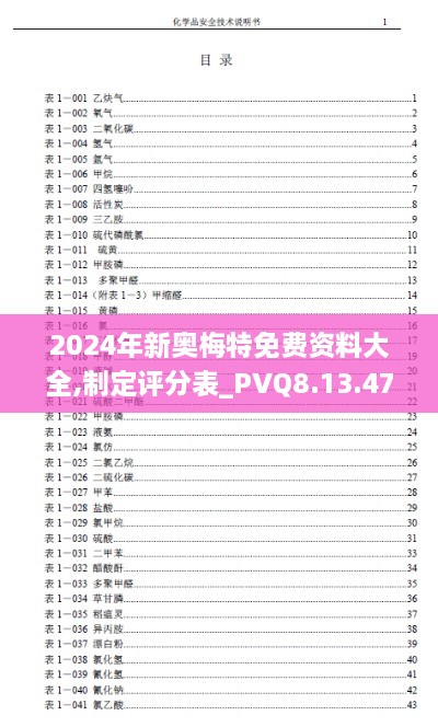 2024年新奥梅特免费资料大全,制定评分表_PVQ8.13.47媒体版