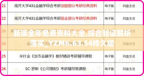 新澳全年免费资料大全,综合验证解析落实_YZM6.63.54持久版