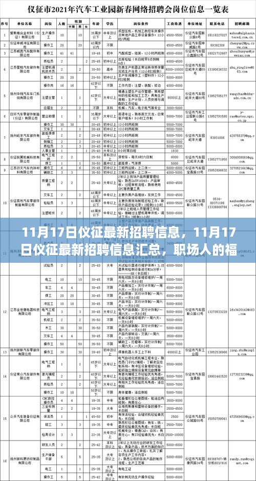 11月17日仪征最新招聘信息汇总，职场人的机会与挑战，把握未来