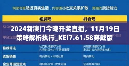 2024新澳门今晚开奖直播，11月19日策略解析执行_KEI7.61.58穿戴版