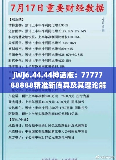 JWJ6.44.44神话版：7777788888精准新传真及其理论解释