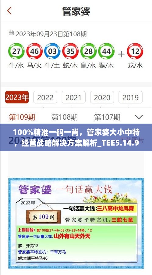 100%精准一码一肖，管家婆大小中特，经营战略解决方案解析_TEE5.14.90版获取