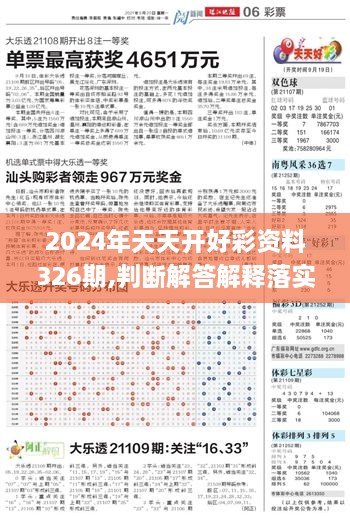 2024年天天开好彩资料326期,判断解答解释落实_VFB2.12.75跨平台版