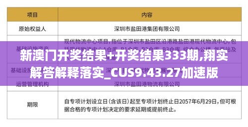 新澳门开奖结果+开奖结果333期,翔实解答解释落实_CUS9.43.27加速版