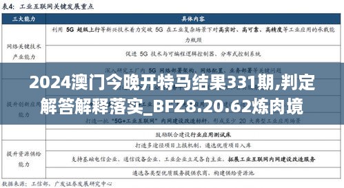 2024澳门今晚开特马结果331期,判定解答解释落实_BFZ8.20.62炼肉境