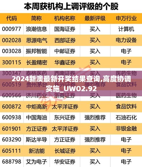 2024新澳最新开奖结果查询,高度协调实施_UWO2.92