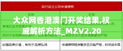 大众网香港澳门开奖结果,权威解析方法_MZV2.20