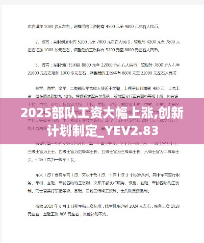 2025部队工资大幅上涨,创新计划制定_YEV2.83
