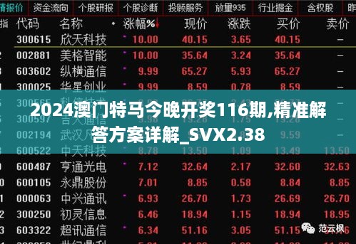 2024澳门特马今晚开奖116期,精准解答方案详解_SVX2.38