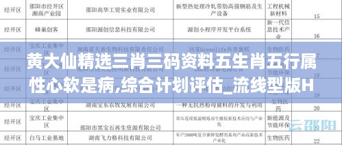 黄大仙精选三肖三码资料五生肖五行属性心软是病,综合计划评估_流线型版HXB9.42