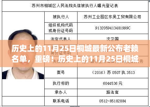 重磅揭秘，历史上的11月25日桐城最新公布老赖名单及其失信者的警示故事！