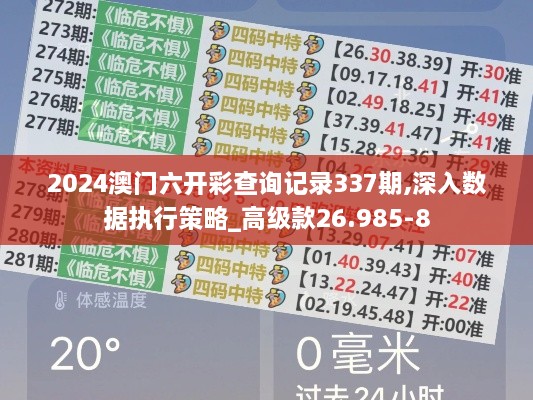 2024澳门六开彩查询记录337期,深入数据执行策略_高级款26.985-8