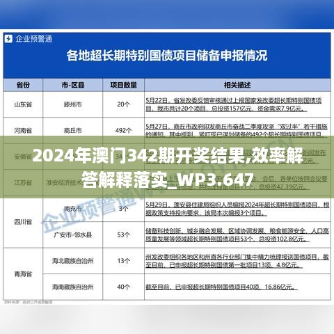 2024年澳门342期开奖结果,效率解答解释落实_WP3.647