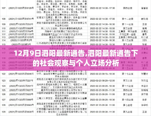 泗阳最新通告发布，社会观察与个人立场深度分析