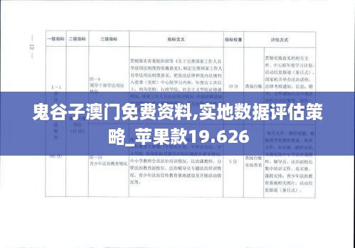 鬼谷子澳门免费资料,实地数据评估策略_苹果款19.626