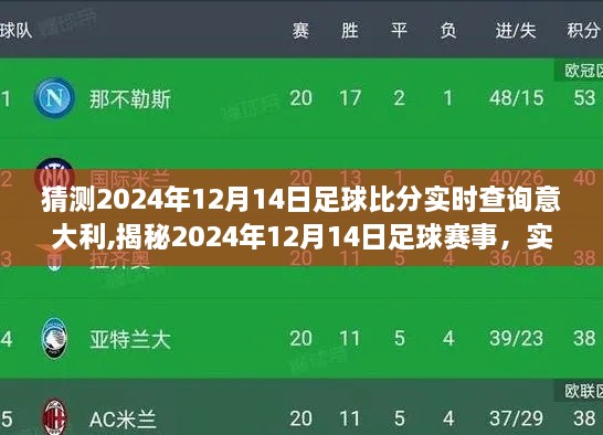 揭秘意大利队表现，精准预测足球赛事比分实时查询系统，2024年意大利足球赛事前瞻，12月14日实时追踪与预测分析。