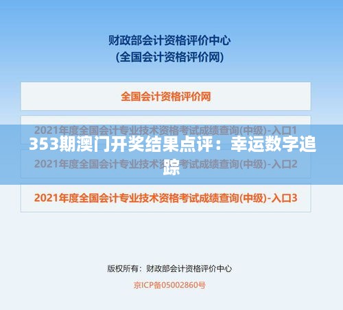 353期澳门开奖结果点评：幸运数字追踪