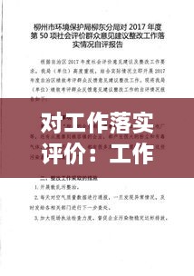 对工作落实评价：工作落实意见 
