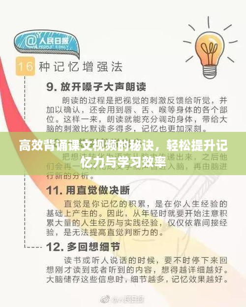 高效背诵课文视频的秘诀，轻松提升记忆力与学习效率