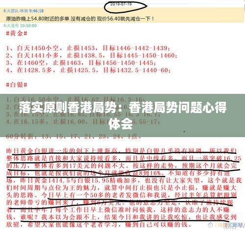落实原则香港局势：香港局势问题心得体会 