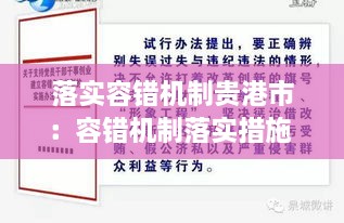 落实容错机制贵港市：容错机制落实措施 
