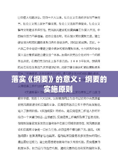 落实《纲要》的意义：纲要的实施原则 