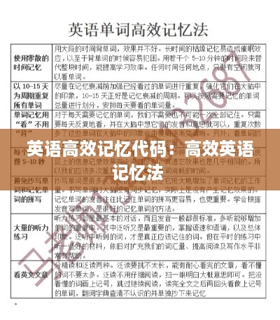 英语高效记忆代码：高效英语记忆法 