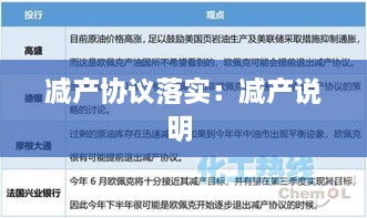 减产协议落实：减产说明 