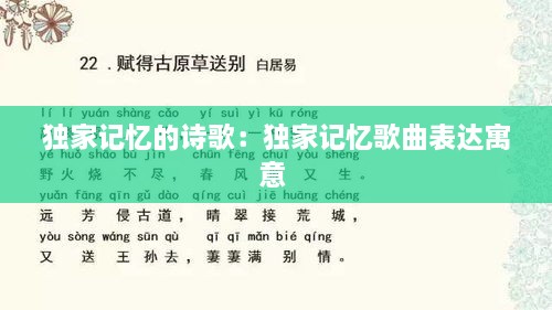 独家记忆的诗歌：独家记忆歌曲表达寓意 