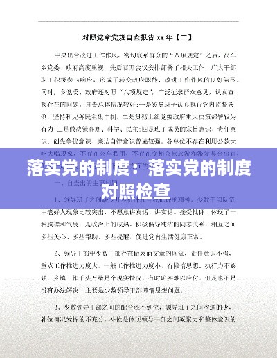 落实党的制度：落实党的制度对照检查 