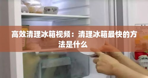 高效清理冰箱视频：清理冰箱最快的方法是什么 