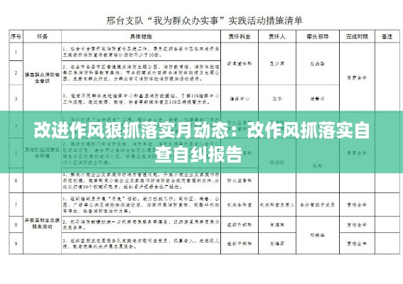 改进作风狠抓落实月动态：改作风抓落实自查自纠报告 