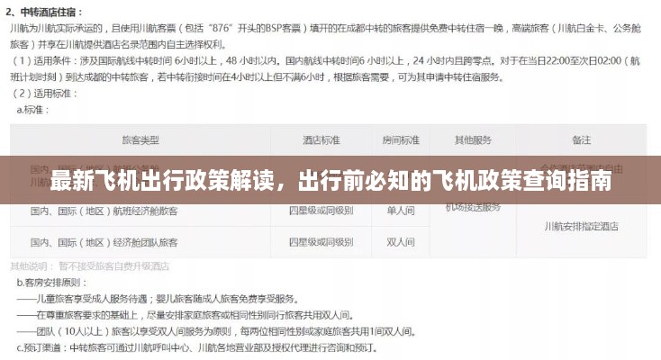 最新飞机出行政策解读，出行前必知的飞机政策查询指南