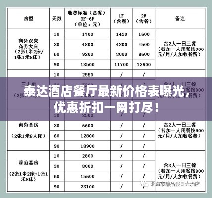 泰达酒店餐厅最新价格表曝光，优惠折扣一网打尽！