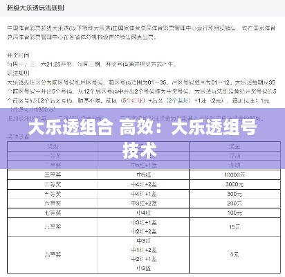 大乐透组合 高效：大乐透组号技术 