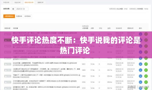 快手评论热度不断：快手说我的评论是热门评论 