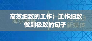 高效细致的工作：工作细致做到极致的句子 